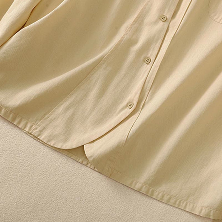 Buddha Stones Camicia da donna in cotone con bottoni, maniche lunghe, tasche e revers primaverili - image 15