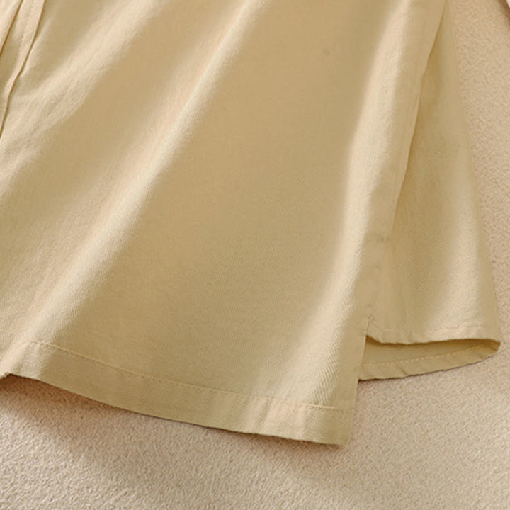 Buddha Stones Camicia da donna in cotone con bottoni, maniche lunghe, tasche e revers primaverili - image 17