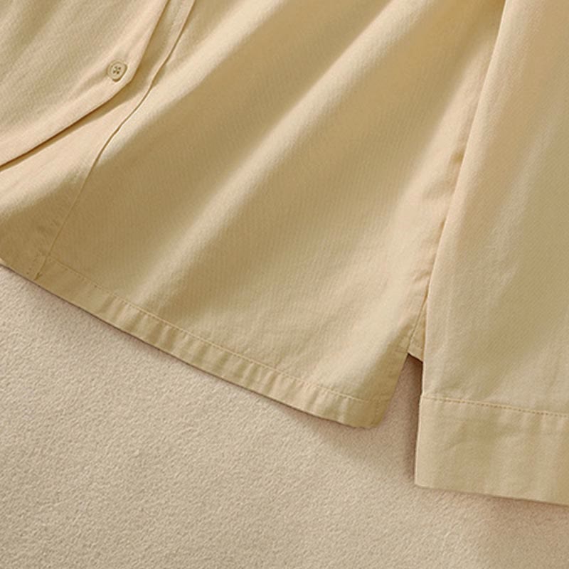 Buddha Stones Camicia da donna in cotone con bottoni, maniche lunghe, tasche e revers primaverili - image 12