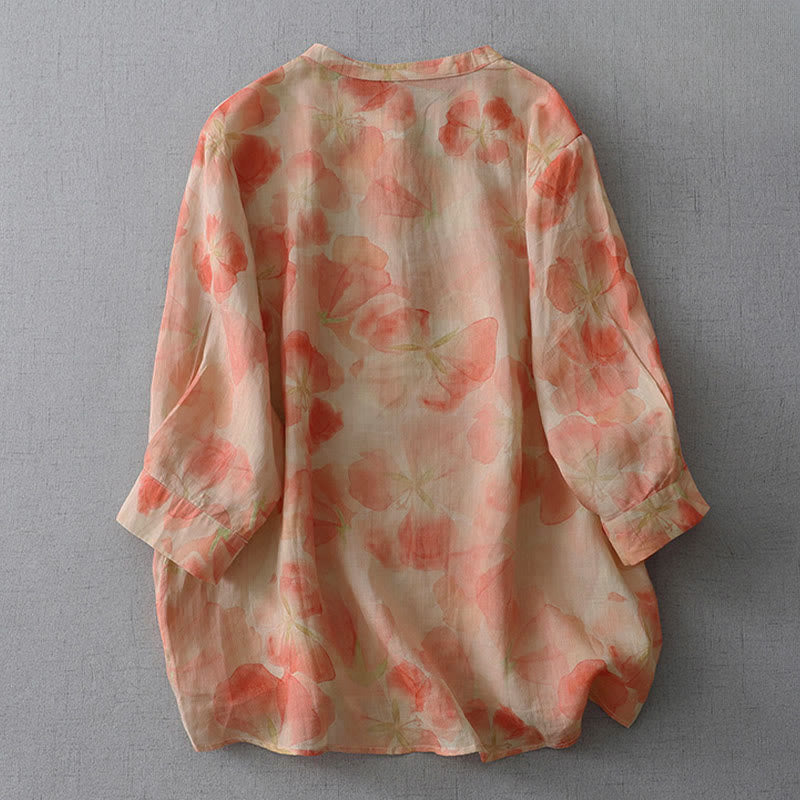 Buddha Stones Camicia da donna in poliestere con maniche lunghe e scollo rotondo con motivo floreale primaverile - image 7