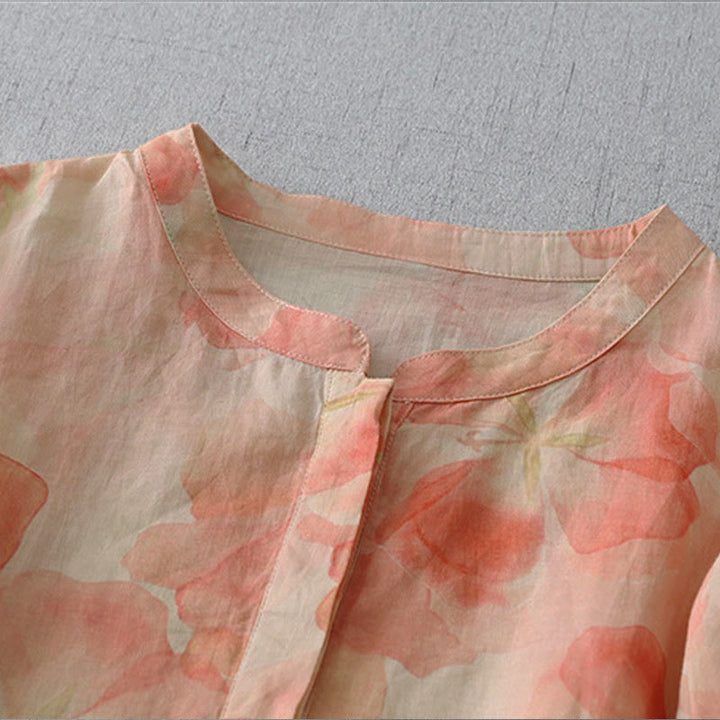 Buddha Stones Camicia da donna in poliestere con maniche lunghe e scollo rotondo con motivo floreale primaverile - image 8