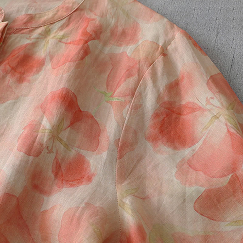 Buddha Stones Camicia da donna in poliestere con maniche lunghe e scollo rotondo con motivo floreale primaverile - image 9