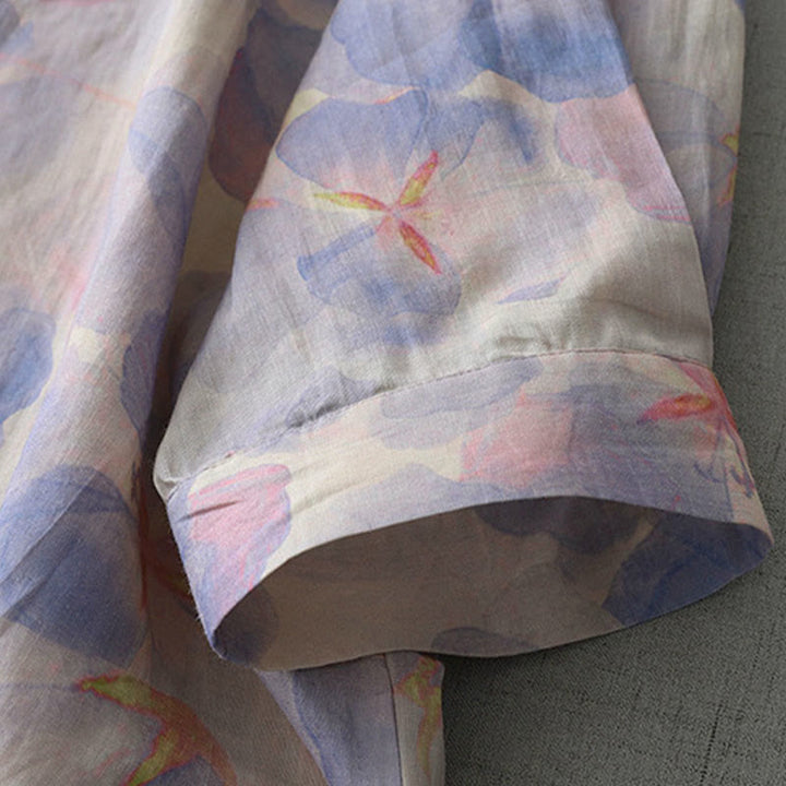 Buddha Stones Camicia da donna in poliestere con maniche lunghe e scollo rotondo con motivo floreale primaverile - image 4