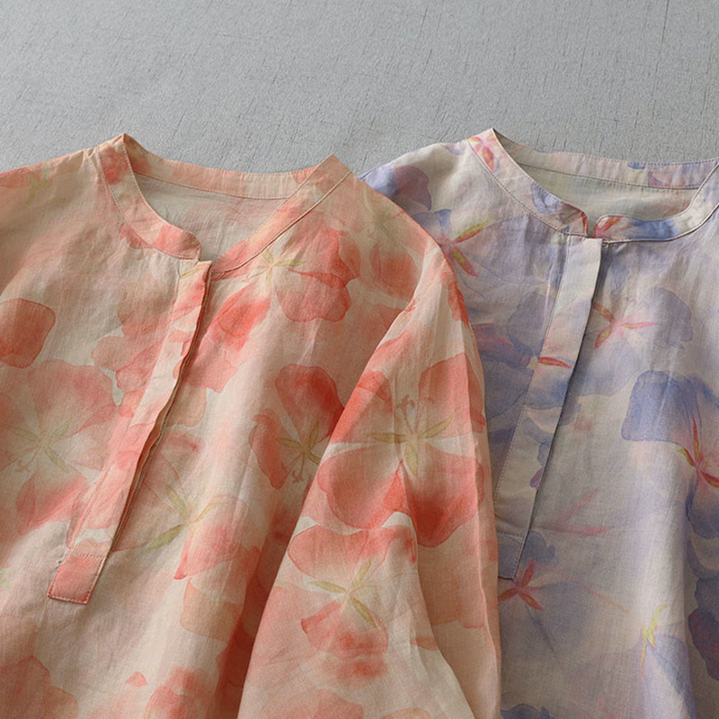 Buddha Stones Camicia da donna in poliestere con maniche lunghe e scollo rotondo con motivo floreale primaverile - image 15