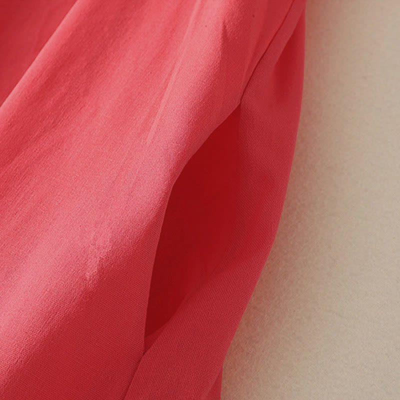 Buddha Stones Camicia da donna in cotone con bottoni, manica corta e colletto rialzato, tinta unita, con tasca - image 11