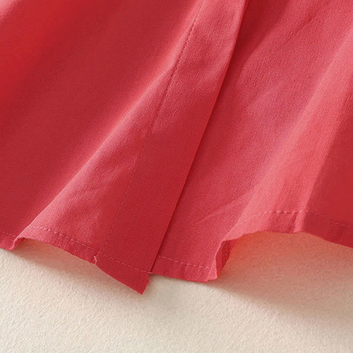 Buddha Stones Camicia da donna in cotone con bottoni, manica corta e colletto rialzato, tinta unita, con tasca - image 14