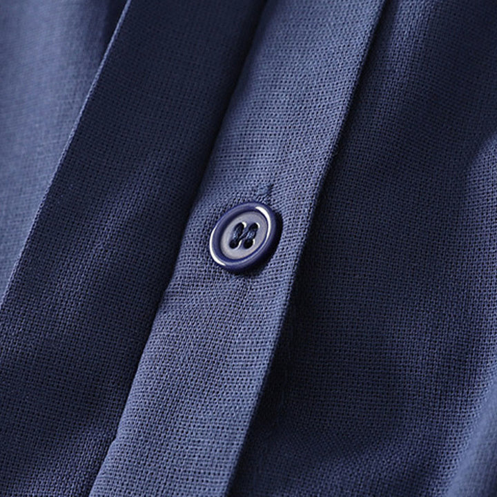 Buddha Stones Camicia da donna in cotone con bottoni, manica corta e colletto rialzato, tinta unita, con tasca - image 2