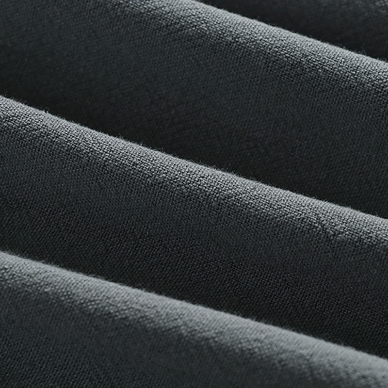 Buddha Stones Pantaloni estivi da uomo in cotone e lino con coulisse, elastico in vita, bottoni a rana, lunghezza alla caviglia, con tasche - image 9