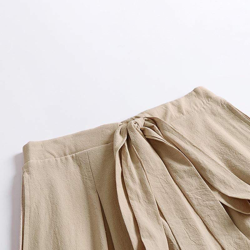 Buddha Stones Pantaloni larghi da uomo in lino e cotone con coulisse, allacciati e tasche, alla caviglia - image 2