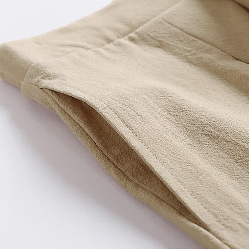 Buddha Stones Pantaloni larghi da uomo in lino e cotone con coulisse, allacciati e tasche, alla caviglia - image 5