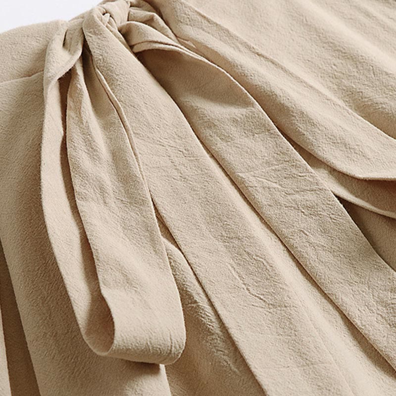 Buddha Stones Pantaloni larghi da uomo in lino e cotone con coulisse, allacciati e tasche, alla caviglia - image 4