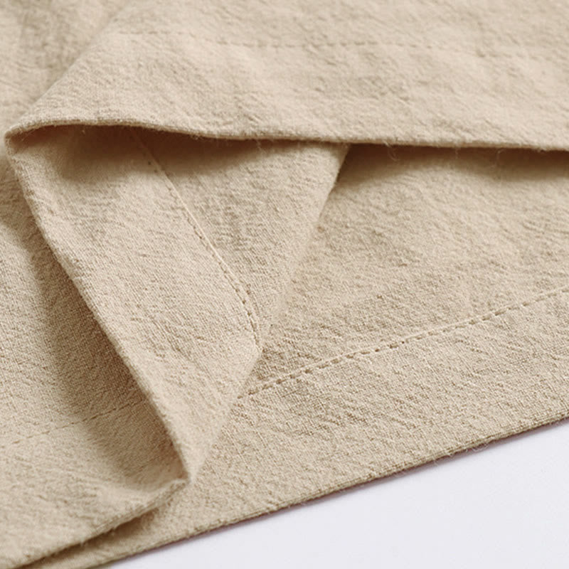 Buddha Stones Pantaloni larghi da uomo in lino e cotone con coulisse, allacciati e tasche, alla caviglia - image 6