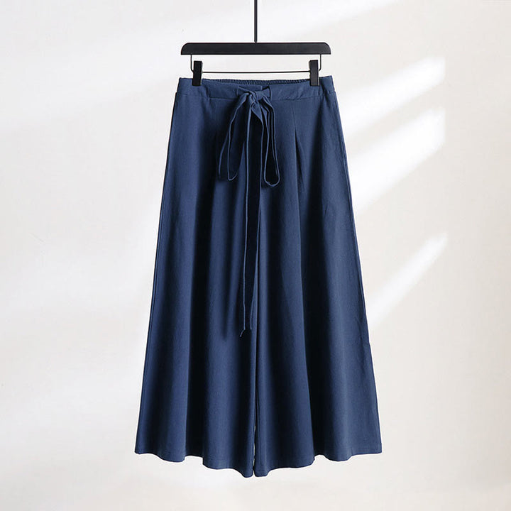 Buddha Stones Pantaloni larghi da uomo in lino e cotone con coulisse, allacciati e tasche, alla caviglia - SteelBlue - US/UK/AU54, EU64 (9XL) - image 10