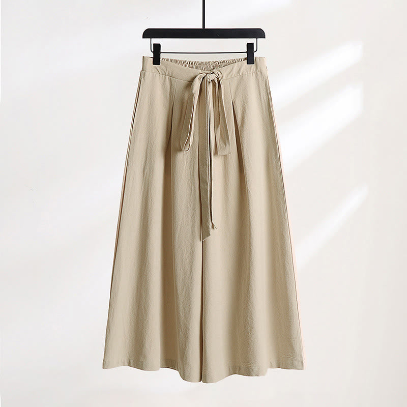 Buddha Stones Pantaloni larghi da uomo in lino e cotone con coulisse, allacciati e tasche, alla caviglia - Biscotto - US/UK/AU54, EU64 (9XL) - image 0