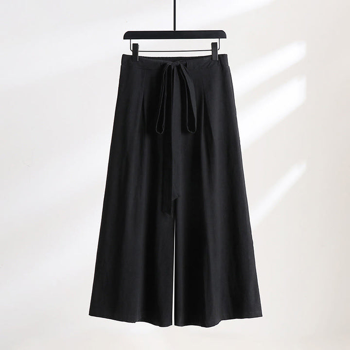 Buddha Stones Pantaloni larghi da uomo in lino e cotone con coulisse, allacciati e tasche, alla caviglia - Nero - US/UK/AU54, EU64 (9XL) - image 9