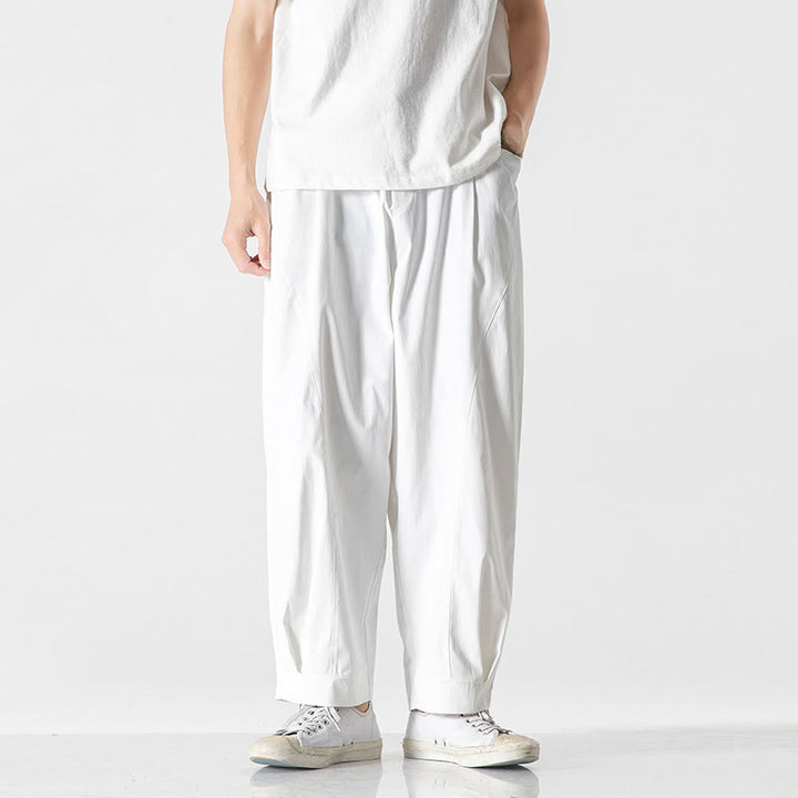 Buddha Stones Pantaloni cargo harem da uomo estivi con coulisse alla caviglia e tasche - Bianco - US/UK/AU46, EU56 (5XL) - image 24