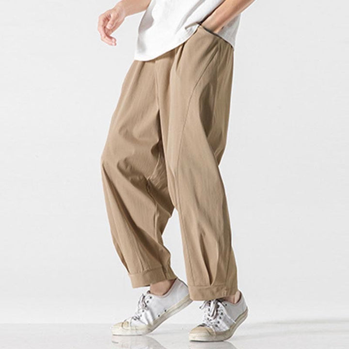 Buddha Stones Pantaloni cargo harem da uomo estivi con coulisse alla caviglia e tasche - image 2