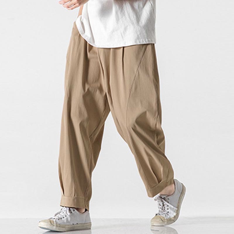 Buddha Stones Pantaloni cargo harem da uomo estivi con coulisse alla caviglia e tasche - image 1