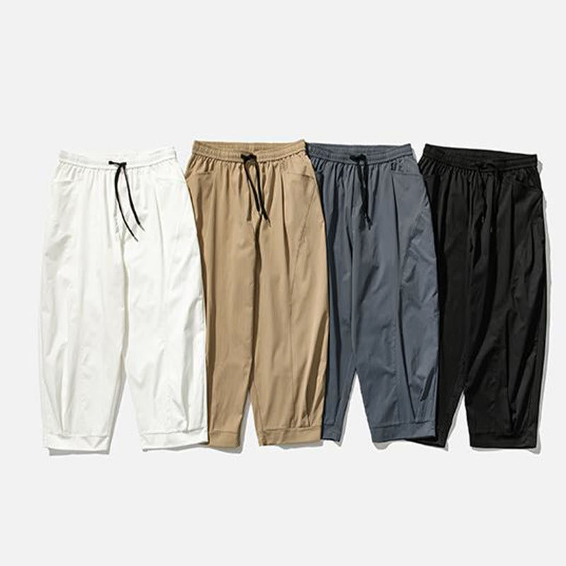Buddha Stones Pantaloni cargo harem da uomo estivi con coulisse alla caviglia e tasche - image 37