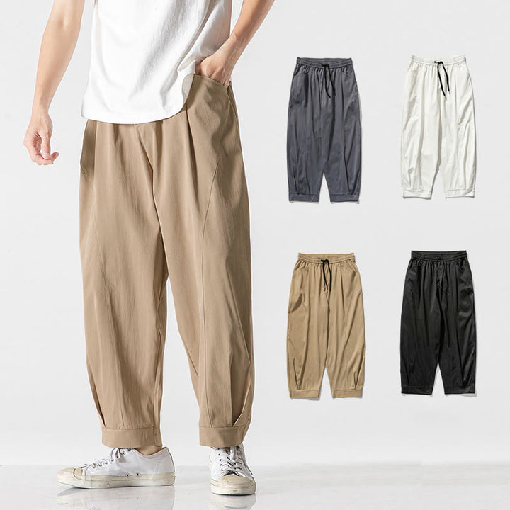 Buddha Stones Pantaloni cargo harem da uomo estivi con coulisse alla caviglia e tasche - image 6
