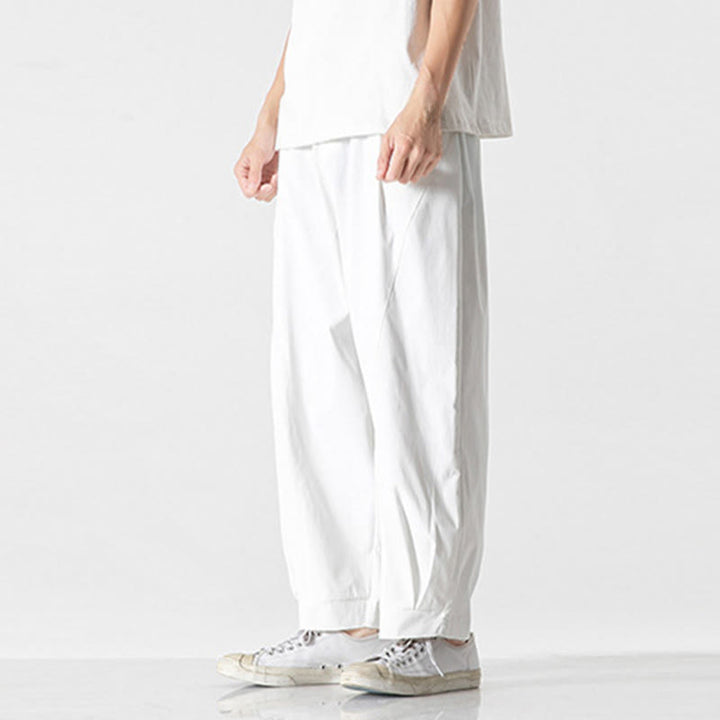 Buddha Stones Pantaloni cargo harem da uomo estivi con coulisse alla caviglia e tasche - image 29