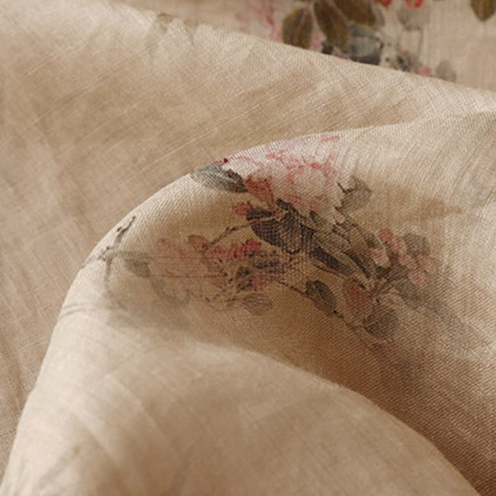 Buddha Stones Camicia da donna con maniche a tre quarti, motivo a rana con fiori rossi e orchidea bianca - image 16