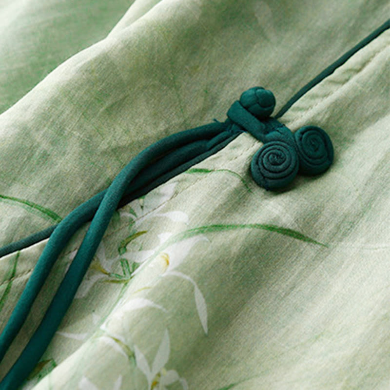 Buddha Stones Camicia da donna con maniche a tre quarti, motivo a rana con fiori rossi e orchidea bianca - image 3