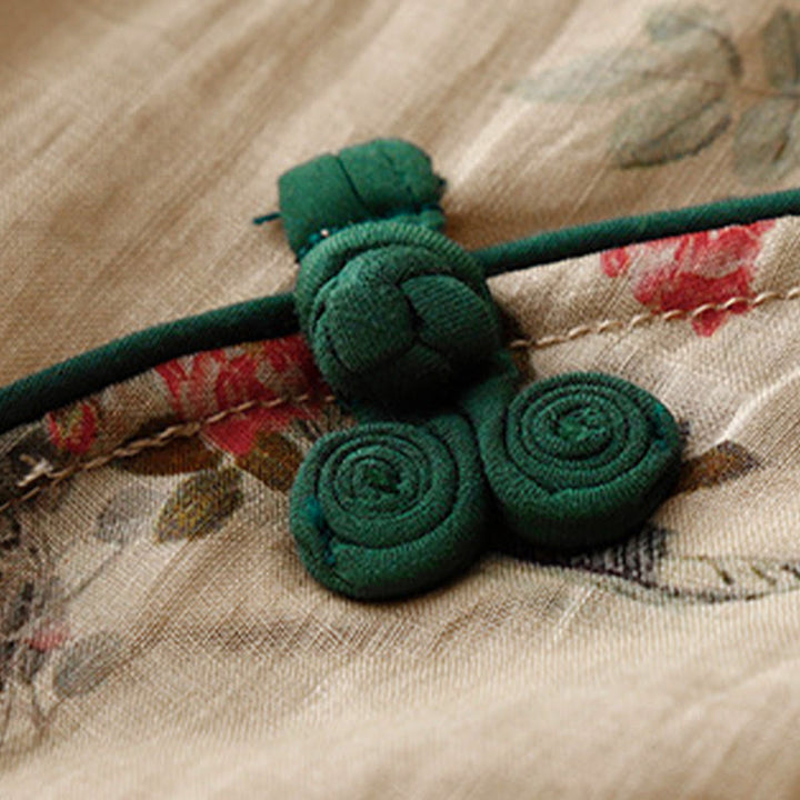 Buddha Stones Camicia da donna con maniche a tre quarti, motivo a rana con fiori rossi e orchidea bianca - image 12