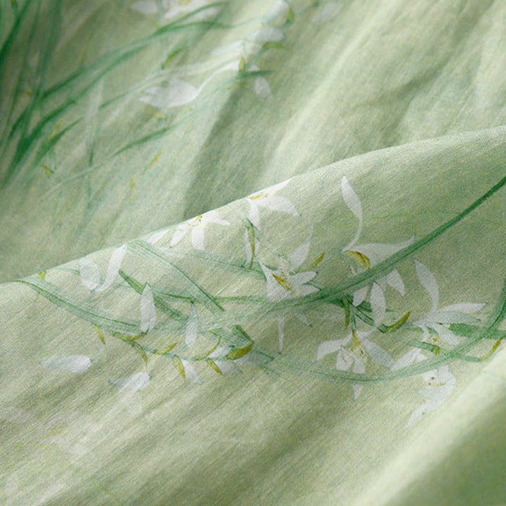 Buddha Stones Camicia da donna con maniche a tre quarti, motivo a rana con fiori rossi e orchidea bianca - image 6