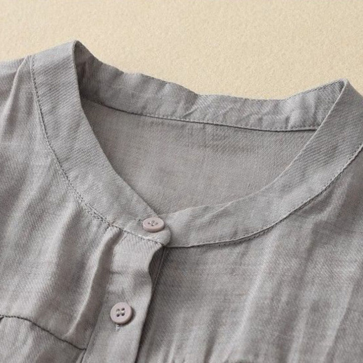 Buddha Stones Camicia da donna con maniche a tre quarti, scollo rotondo e bottoni semplici - image 1