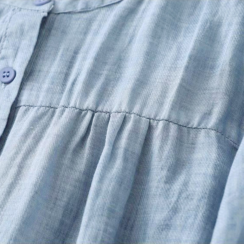 Buddha Stones Camicia da donna con maniche a tre quarti, scollo rotondo e bottoni semplici - image 7