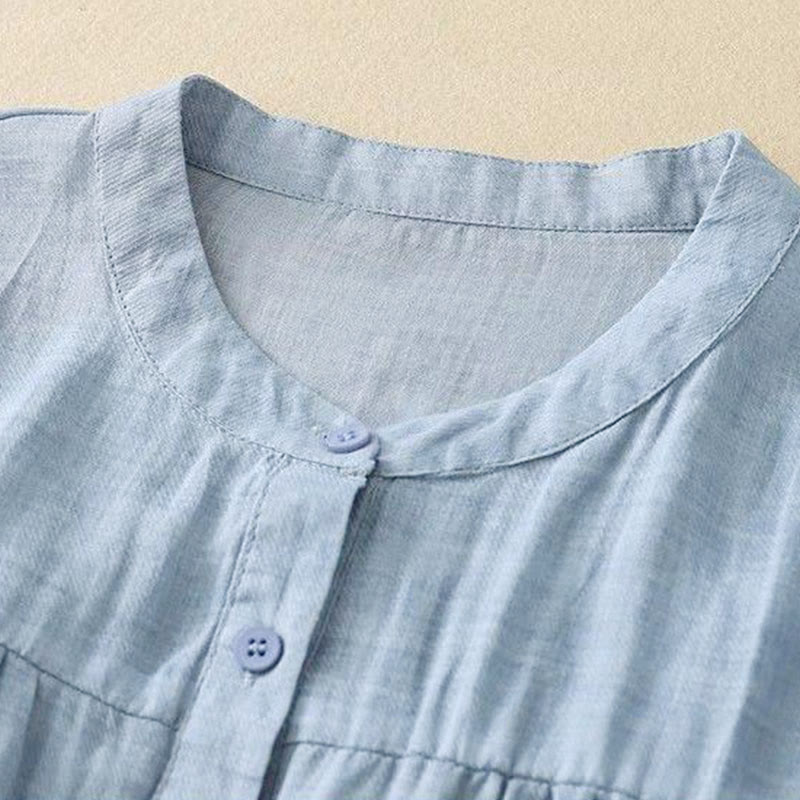 Buddha Stones Camicia da donna con maniche a tre quarti, scollo rotondo e bottoni semplici - image 6