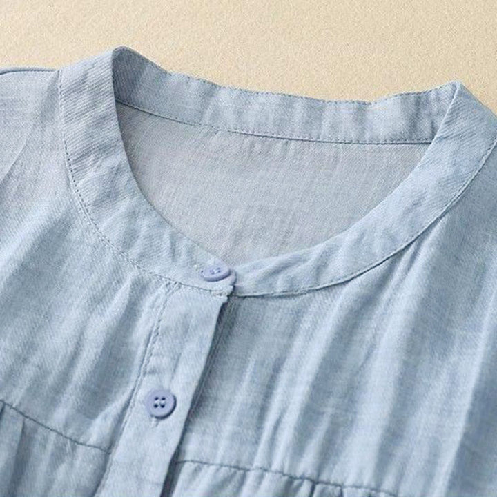 Buddha Stones Camicia da donna con maniche a tre quarti, scollo rotondo e bottoni semplici - image 6