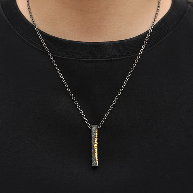 Buddha Stones Collana con ciondolo Om Mani Padme Hum della saggezza in argento sterling 999 e oro 999 - image 4