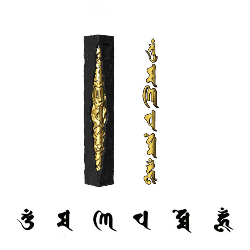 Buddha Stones Collana con ciondolo Om Mani Padme Hum della saggezza in argento sterling 999 e oro 999 - image 13