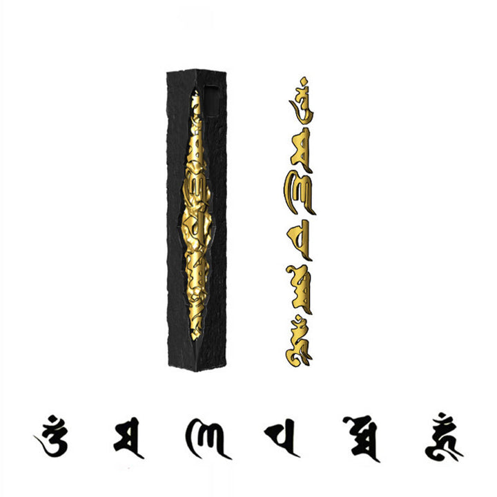 Buddha Stones Collana con ciondolo Om Mani Padme Hum della saggezza in argento sterling 999 e oro 999 - image 13