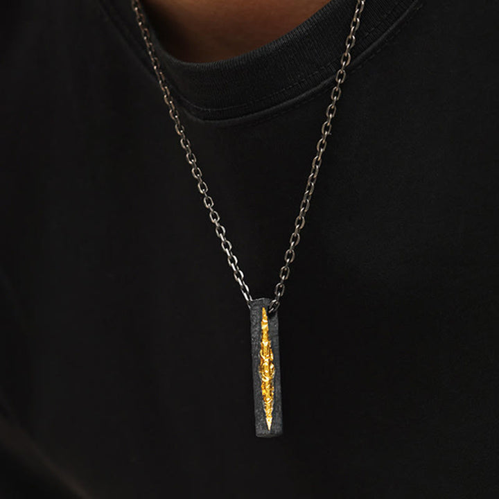 Buddha Stones Collana con ciondolo Om Mani Padme Hum della saggezza in argento sterling 999 e oro 999 - image 10