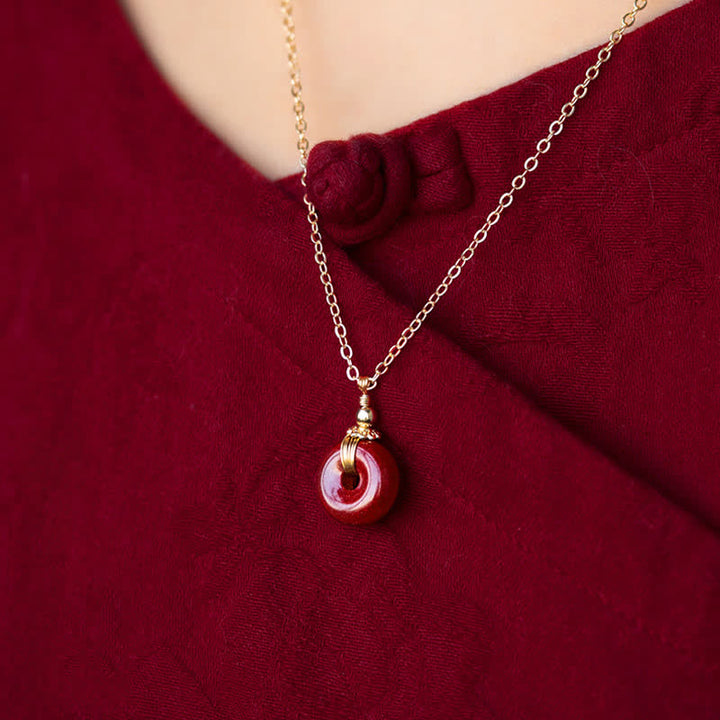 Collana con ciondolo con fibbia della pace , Buddha Stones, cinabro, benedizione e calma