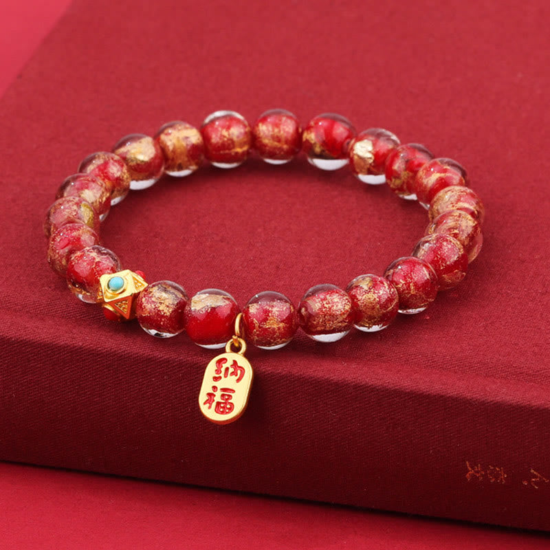 Buddha Stones, incenso tibetano, cenere, perline di vetro Liuli, fortuna, carattere Fu, braccialetto con ciondolo