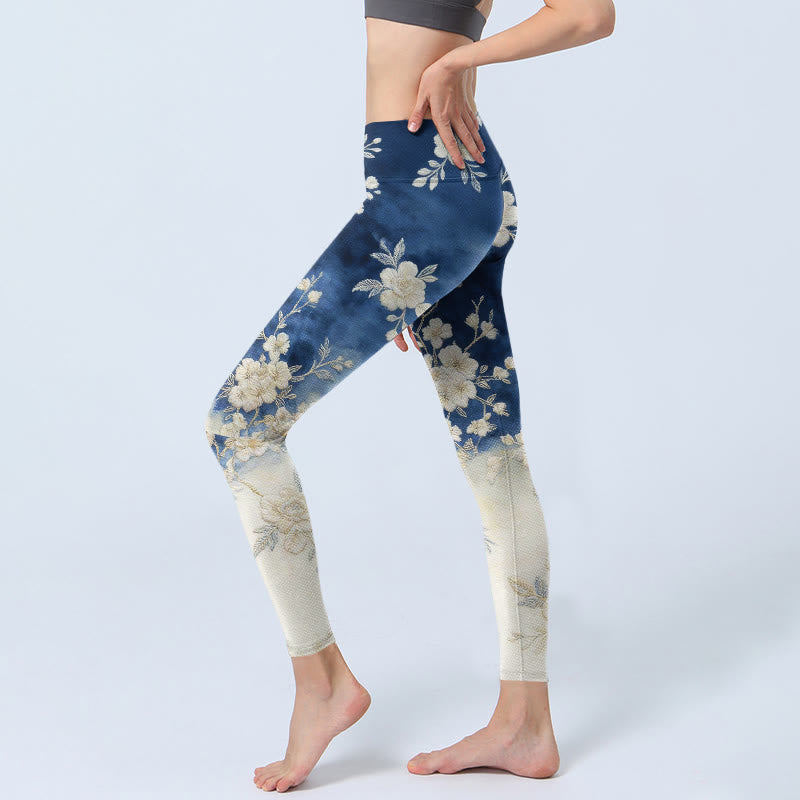 Buddha Stones Eleganti e raffinati leggings da palestra con stampa floreale, pantaloni da yoga da donna - image 2