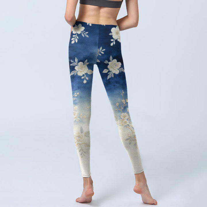 Buddha Stones Eleganti e raffinati leggings da palestra con stampa floreale, pantaloni da yoga da donna - image 6