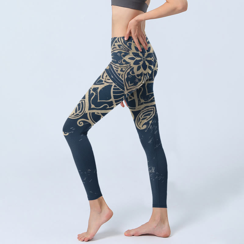 Buddha Stones Leggings da palestra con stampa mandala retrò, pantaloni da yoga da donna - image 2