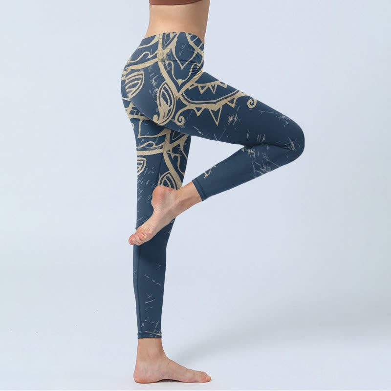 Buddha Stones Leggings da palestra con stampa mandala retrò, pantaloni da yoga da donna - image 3