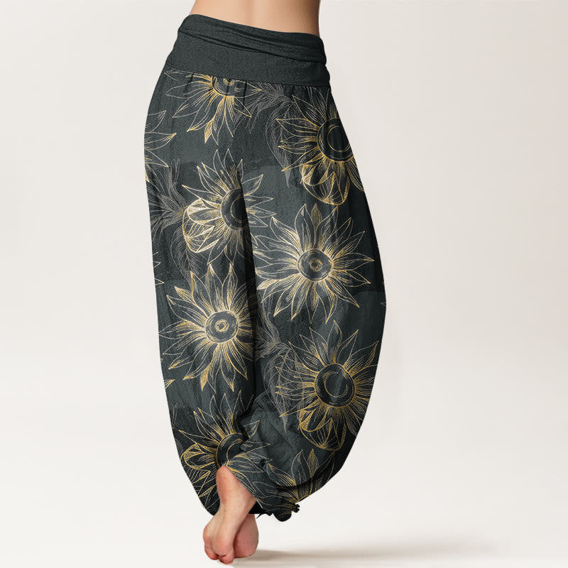 Buddha Stones Pantaloni harem da donna con elastico in vita e stampa floreale retrò in cotone - image 6