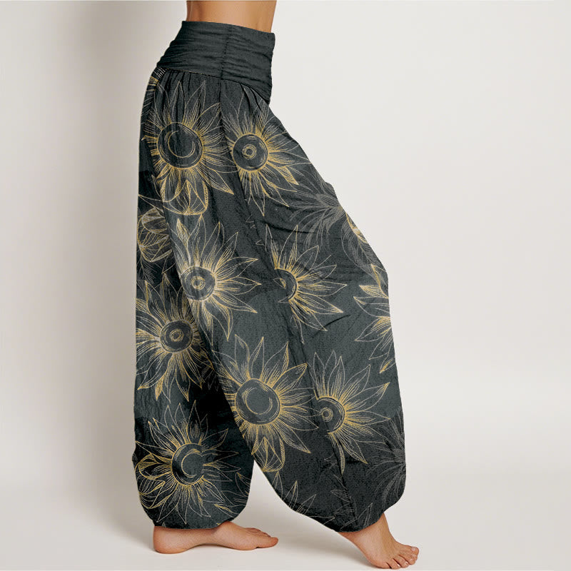 Buddha Stones Pantaloni harem da donna con elastico in vita e stampa floreale retrò in cotone - image 7