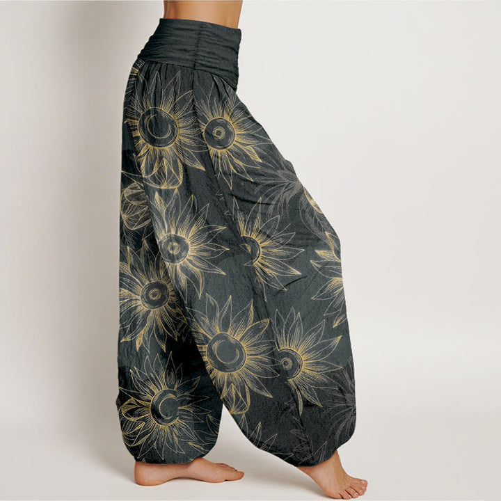 Buddha Stones Pantaloni harem da donna con elastico in vita e stampa floreale retrò in cotone - image 7