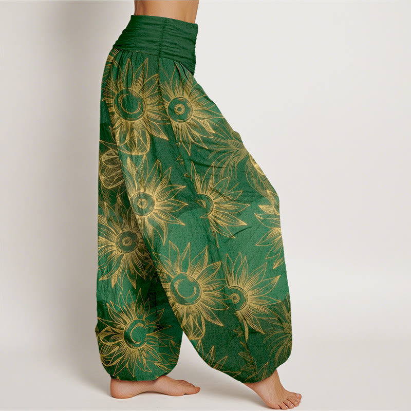 Buddha Stones Pantaloni harem da donna con elastico in vita e stampa floreale retrò in cotone - image 10