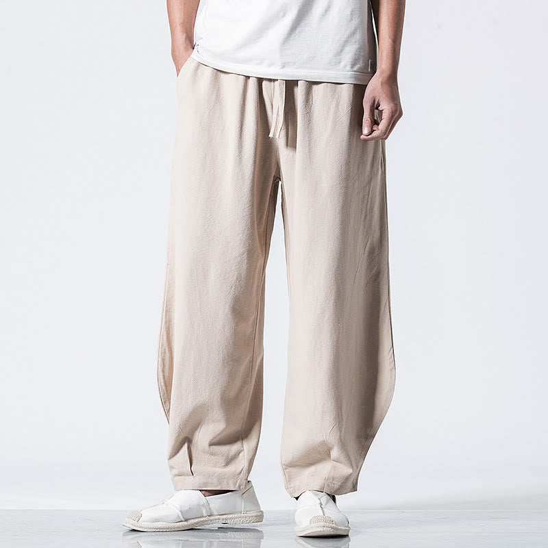 Buddha Stones Pantaloni da uomo in cotone con coulisse elastica in vita, alla caviglia, con tasche - image 19