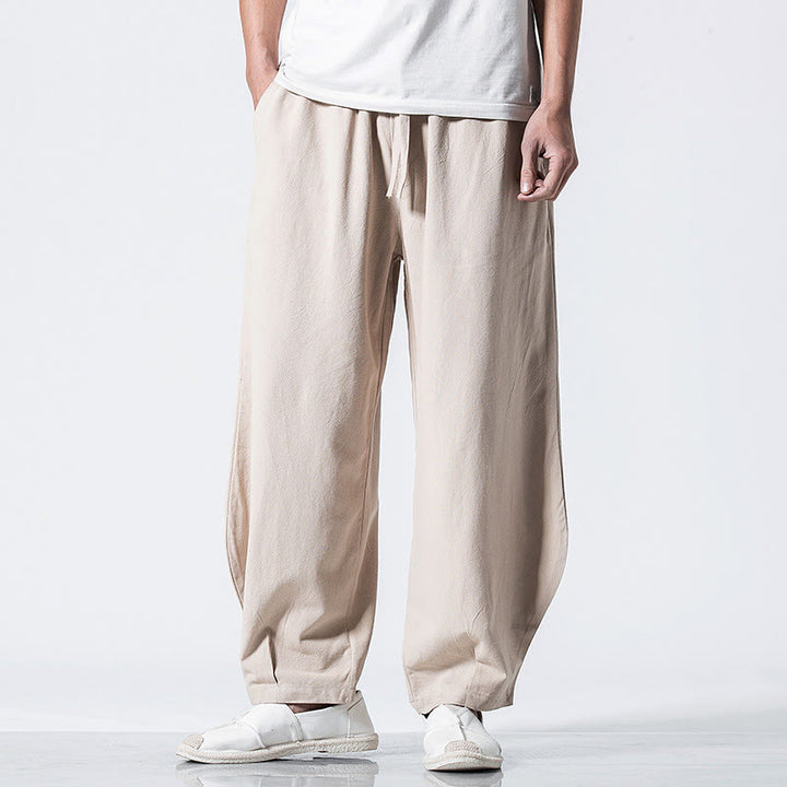 Buddha Stones Pantaloni da uomo in cotone con coulisse elastica in vita, alla caviglia, con tasche - image 19
