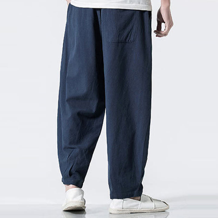 Buddha Stones Pantaloni da uomo in cotone con coulisse elastica in vita, alla caviglia, con tasche - image 28